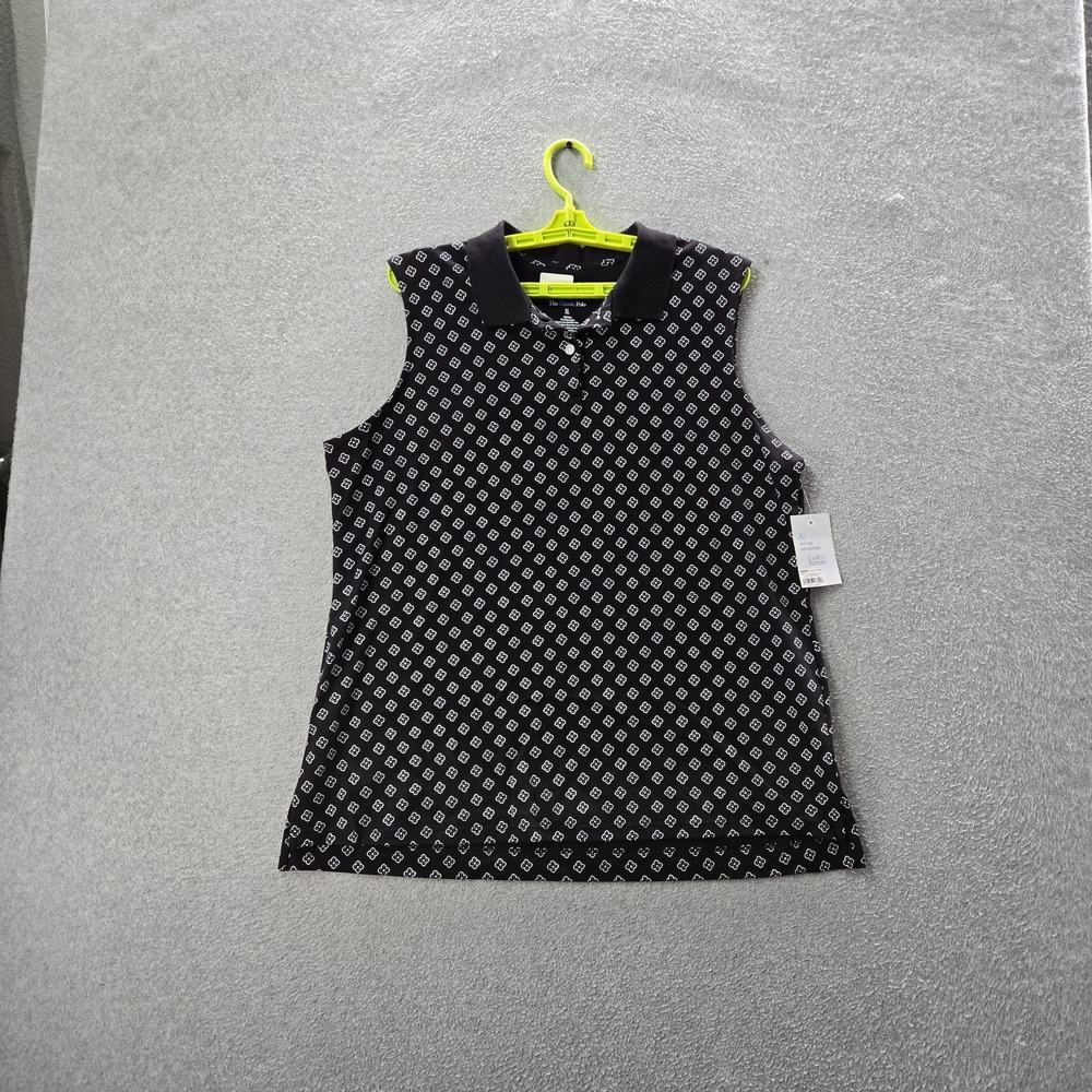 Croft & Barrow Men Polo XL Black Geometric The Classic Polo Button Preppy NWT